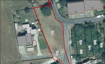Ausschnitt der Flurstückskarte zum betreffenden Grundstück. Teilfläche von ca. 750m² wurde markiert&nbsp;&copy;&nbsp;Stadt Waldheim